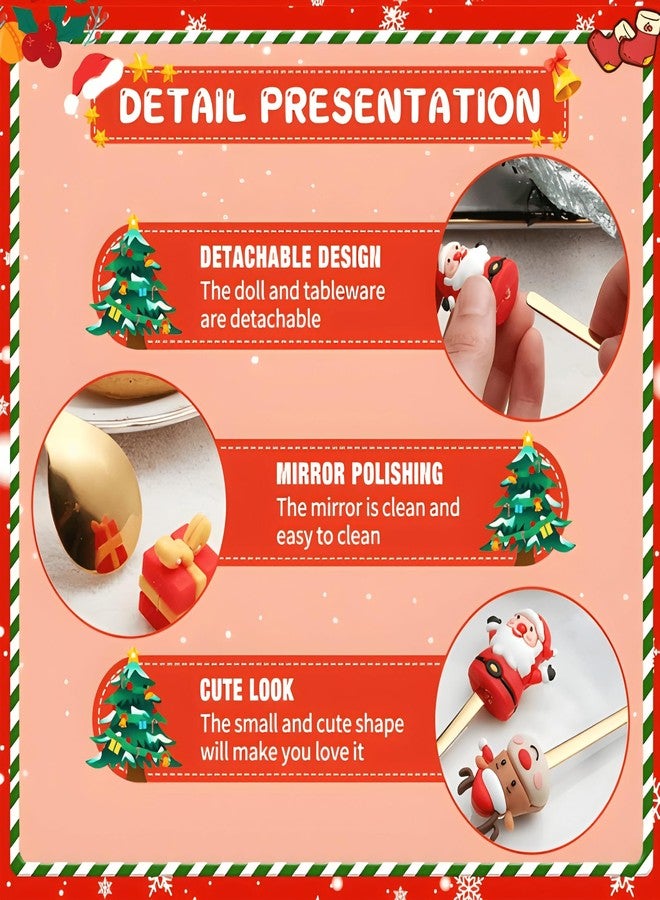 Teraabliss Christmas Mini Spoons and Forks Set of 6 | Holiday Dessert Tasters Cutlery for Coffee, Cake, Stocking Stuffers - Image 4
