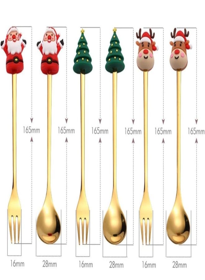 Teraabliss Christmas Mini Spoons and Forks Set of 6 | Holiday Dessert Tasters Cutlery for Coffee, Cake, Stocking Stuffers - Image 3