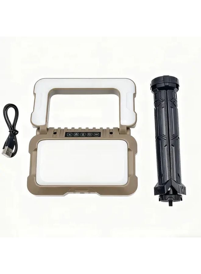 Brown Rechargeable LED Lantern 4000mAh Portable Camping Light with Handle Stand - Image 1