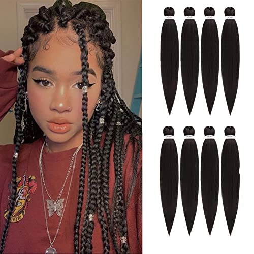 DIFUNEE Pre-stretched Braiding Hair - 16 Inch 8 Packs Dark Brown Short Braiding Hair For Twist or Box Braids, Yaki Texture Hot Water Setting Synthetic Braiding Hair Extensions (16 Inch, #2-8P) - Image 1