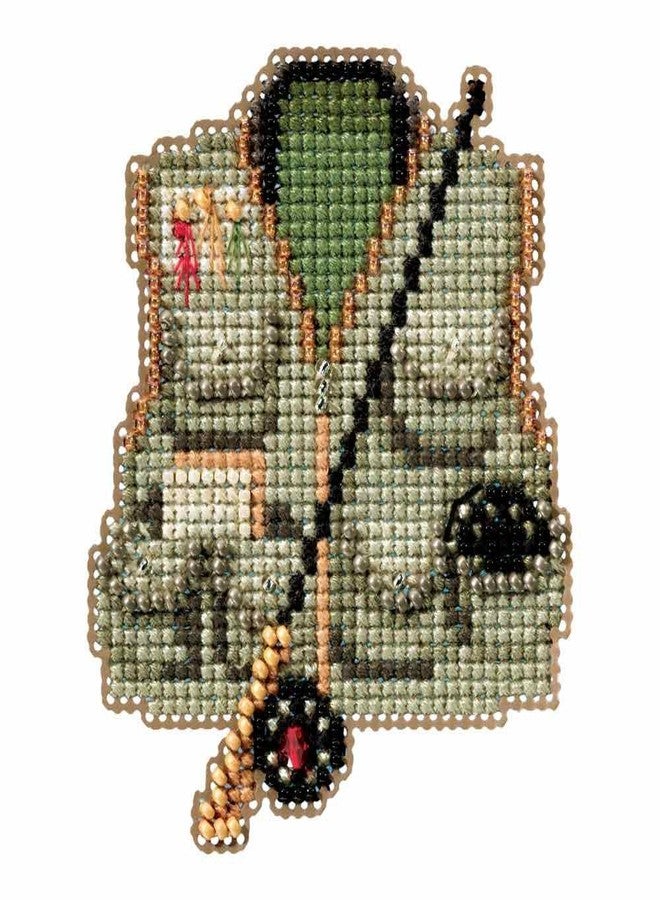 Mill Hill Fishing Vest Beaded Counted Cross Stitch Ornament Kit Mill Hill 2016 Spring Bouquet MH181614 - Image 1