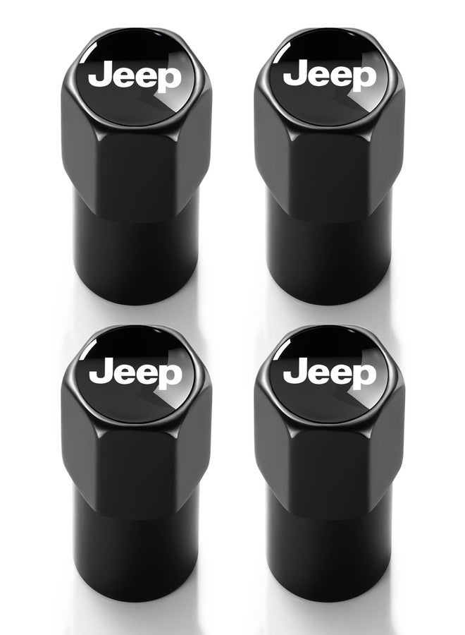 XIGRALUCK Tire Valve Stem Cap for Jeep Metal Tire Stem Cover with Belt O-Ring Air caps Sports Accessories 4 Pieces (Black) - Image 1