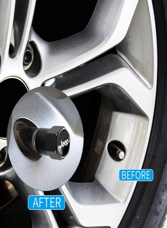 XIGRALUCK Tire Valve Stem Cap for Jeep Metal Tire Stem Cover with Belt O-Ring Air caps Sports Accessories 4 Pieces (Black) - Image 4
