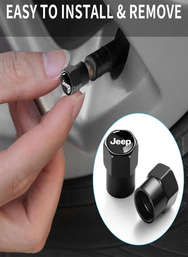 XIGRALUCK Tire Valve Stem Cap for Jeep Metal Tire Stem Cover with Belt O-Ring Air caps Sports Accessories 4 Pieces (Black) - Image 3