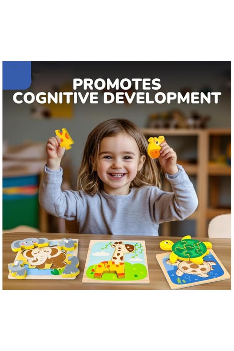 6 Pack 3D Animal Jigsaw Puzzles Set, Wooden Toddlers Puzzles Toys for Kids Ages 1-5, Preschool Learning Toys Boys Girls Gifts - Image 4