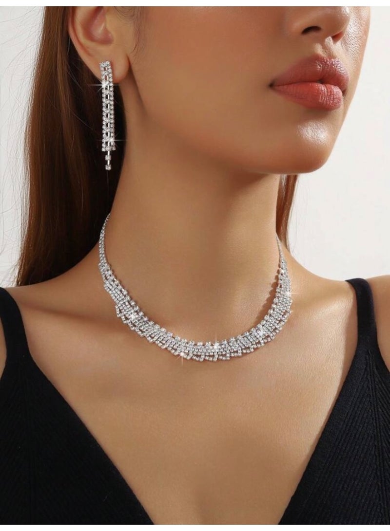 JewelryPalace Amazing Trendy Women's Zirconia Necklace And Earrings Jewellery Set  - Image 1