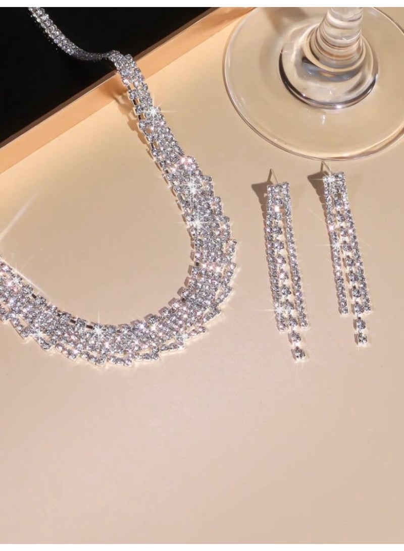JewelryPalace Amazing Trendy Women's Zirconia Necklace And Earrings Jewellery Set  - Image 3