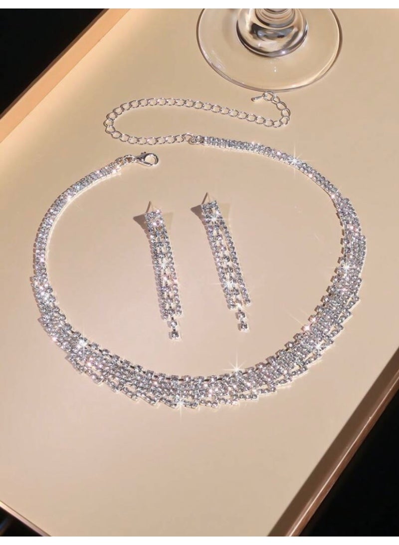 JewelryPalace Amazing Trendy Women's Zirconia Necklace And Earrings Jewellery Set  - Image 2