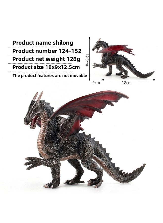 Children's Simulated Solid Jurassic Dinosaur Model Wild Animal Plastic Flying Dragon Dinosaur Toy Set Ornaments-Color:124-152 Black Stone Dragon 0.128kg - Image 1