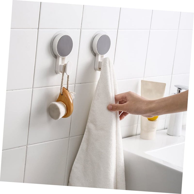 2Pcs Adhesive Wall Hooks For Coat Towel Bathroom Kitchen Durable White Easy Install - Image 4