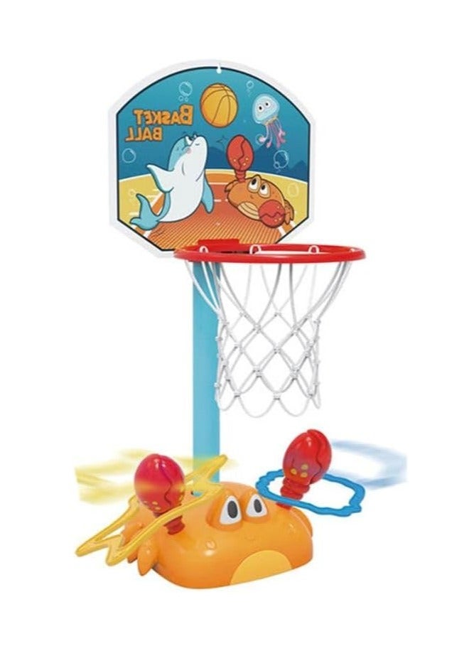 ALCOACH 2 in 1 Basketball Hoop with Moving Crab - Hoop - Ball - 4 Throwing Rings - Needle Pump Included - Basketball Game - Kids Toy, Plastic, Multicolor baby - 34 - Image 3