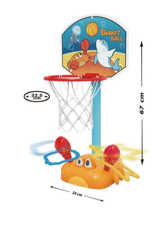 ALCOACH 2 in 1 Basketball Hoop with Moving Crab - Hoop - Ball - 4 Throwing Rings - Needle Pump Included - Basketball Game - Kids Toy, Plastic, Multicolor baby - 34 - Image 4