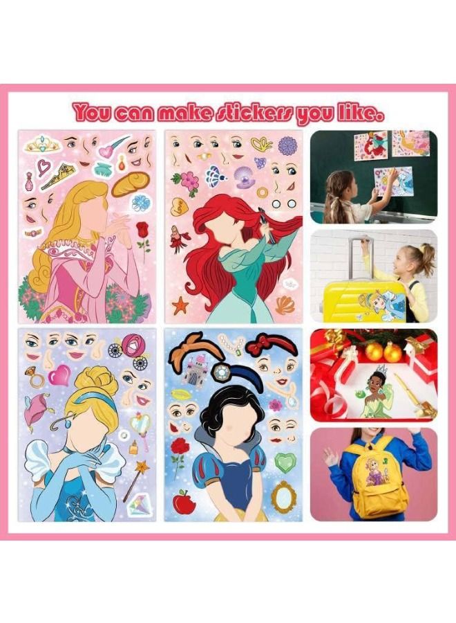 24PCS Make a Face Stickers, Princess Theme Stickers Book Crafts for Kids, DIY Party Supplies Favors Make Your Own Stickers, Mixed and Matched with Different Designs Characters for Birthday Gifts Rewar - Image 5