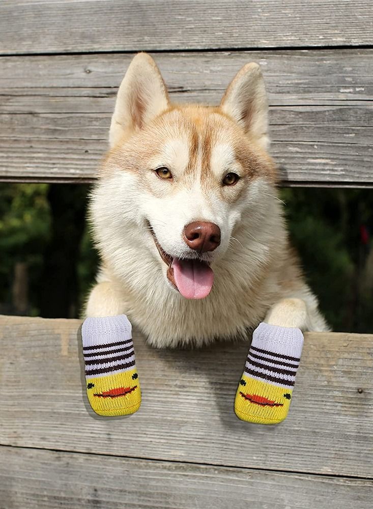 SYOSI Non-Slip Dog Socks, 8 Pieces Puppy Paw Protector Socks with Rubber Reinforcement Dog Grip Socks Covers for Dog Indoor Wear on Hardwood Floor Keep Warm  - Image 5