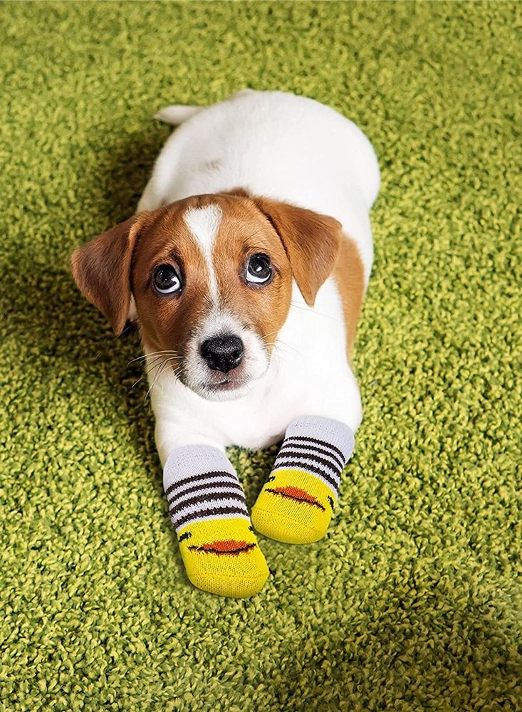 SYOSI Non-Slip Dog Socks, 8 Pieces Puppy Paw Protector Socks with Rubber Reinforcement Dog Grip Socks Covers for Dog Indoor Wear on Hardwood Floor Keep Warm  - Image 4
