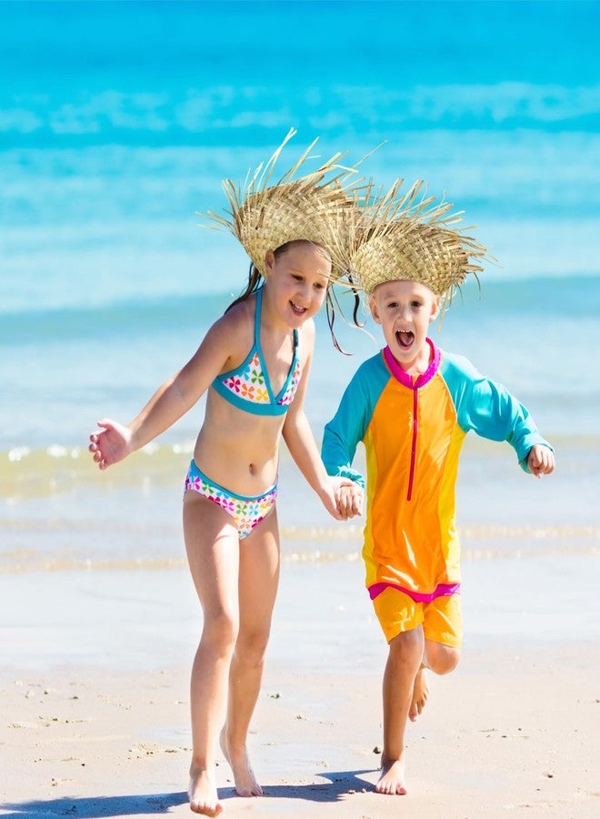 Twistover 6 Pack Hawaii Straw Beach Hat Costume Accessory Beachcomber Hats for Kids Straw Farmer for Girls Boys Beach Themed Luau Party Khaki - Image 5