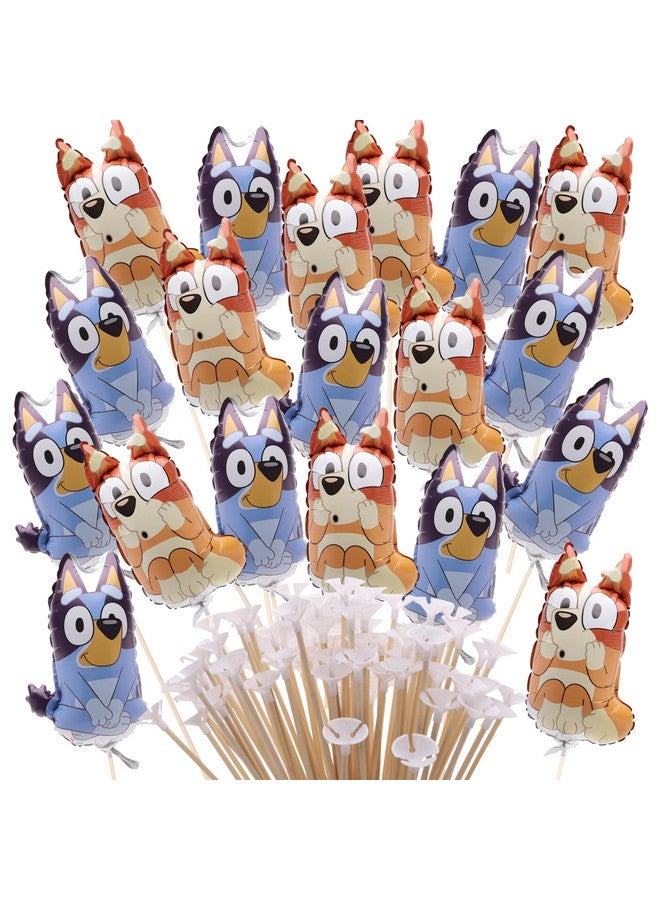 Toyland® Pack Of 20 - Bluey & Bingo Mini Character Balloons - Sticks And Cups Included - Birthday Party Decorations - Image 1