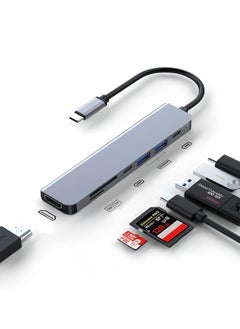 USB C Hub HDMI Adapter for MacBook Pro/Air, 7-in-1 Powered USB-C Multiport Hub Adapter with 4K HDMI, PD, USB 3.0, SD/TF Card Reader for MacBook Pro/Air Laptops, PC, iPad, iPhone 15/16 and More