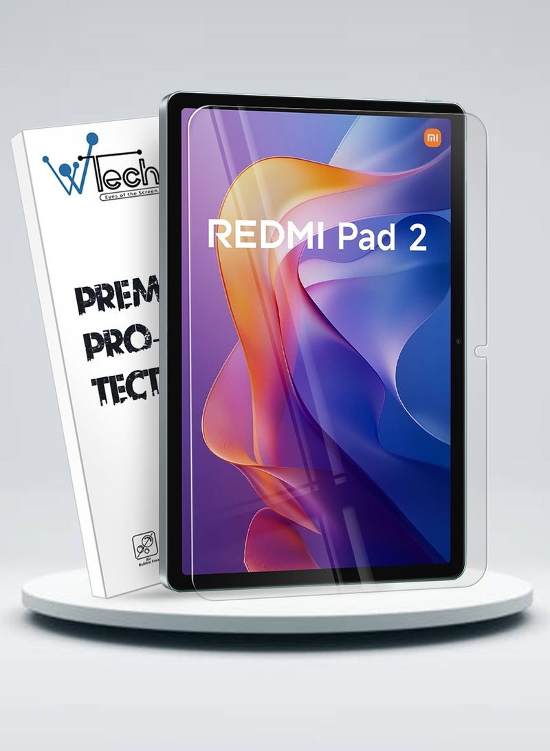 دبليو تيك شاشة حماية زجاجية بحماية مثالية 9H Ultra HD لجهاز Xiaomi Redmi Pad 2 2025 (11.0 بوصة) - شفافة - Image 1