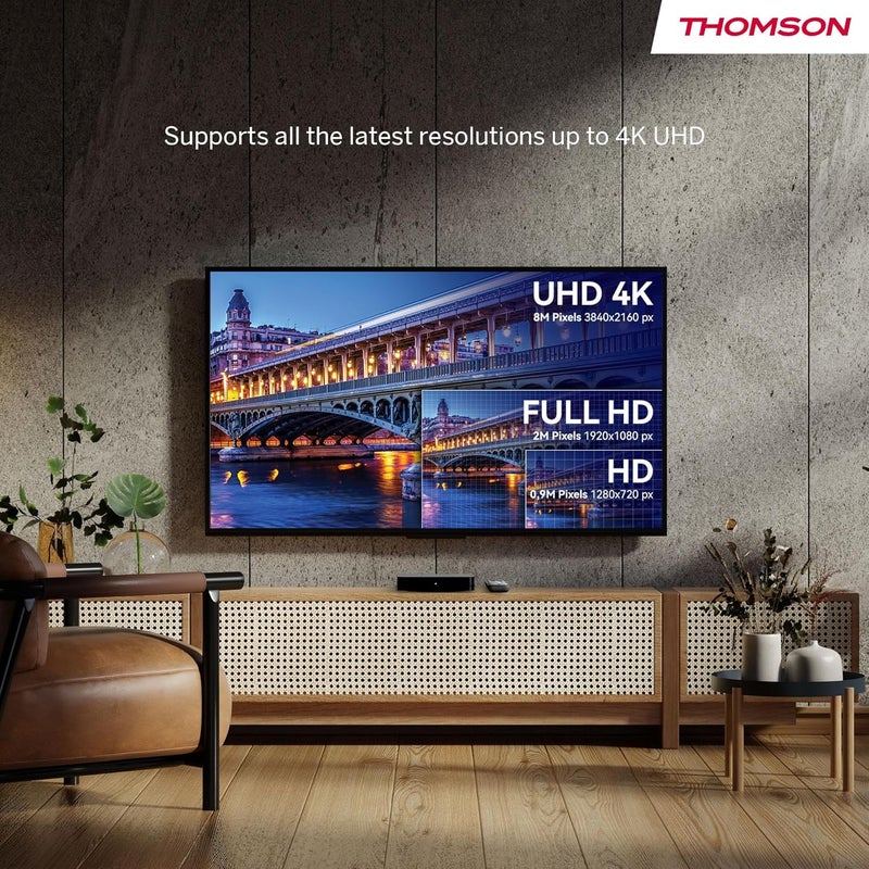 طومسون Thomson Streaming Box 240UK، 4K UHD، Google TV، التحكم الصوتي من Google، Wi-Fi، Googlecast مدمج - Image 5