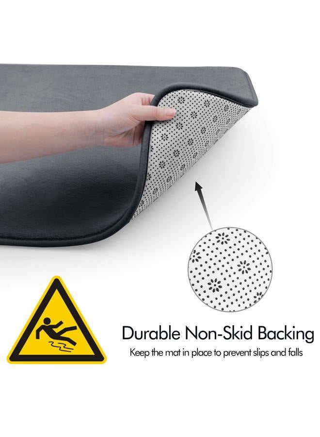 FEELSO Memory Foam Bath Mat Set, Extra Soft 2 Piece Bathroom Rugs Non Slip and Absorbent Mats, 20x31 Inches Floor Mat, 20x20 Inches U-Shaped Contour Rug for Tub Shower & Bath Room,Gray - Image 2