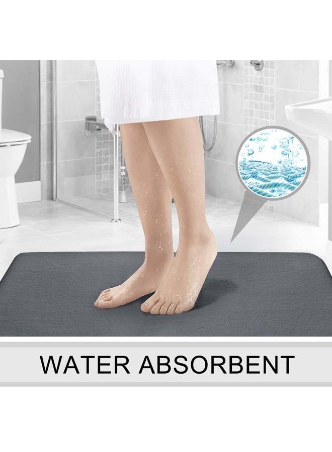 FEELSO Memory Foam Bath Mat Set, Extra Soft 2 Piece Bathroom Rugs Non Slip and Absorbent Mats, 20x31 Inches Floor Mat, 20x20 Inches U-Shaped Contour Rug for Tub Shower & Bath Room,Gray - Image 3