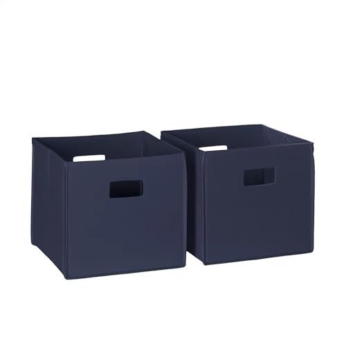 RiverRidge Folding Storage Bins with Handles Navy Cube Storage Organizer for Closet, Bedroom & Playroom - Closet Organizers Set of 2 - Image 1