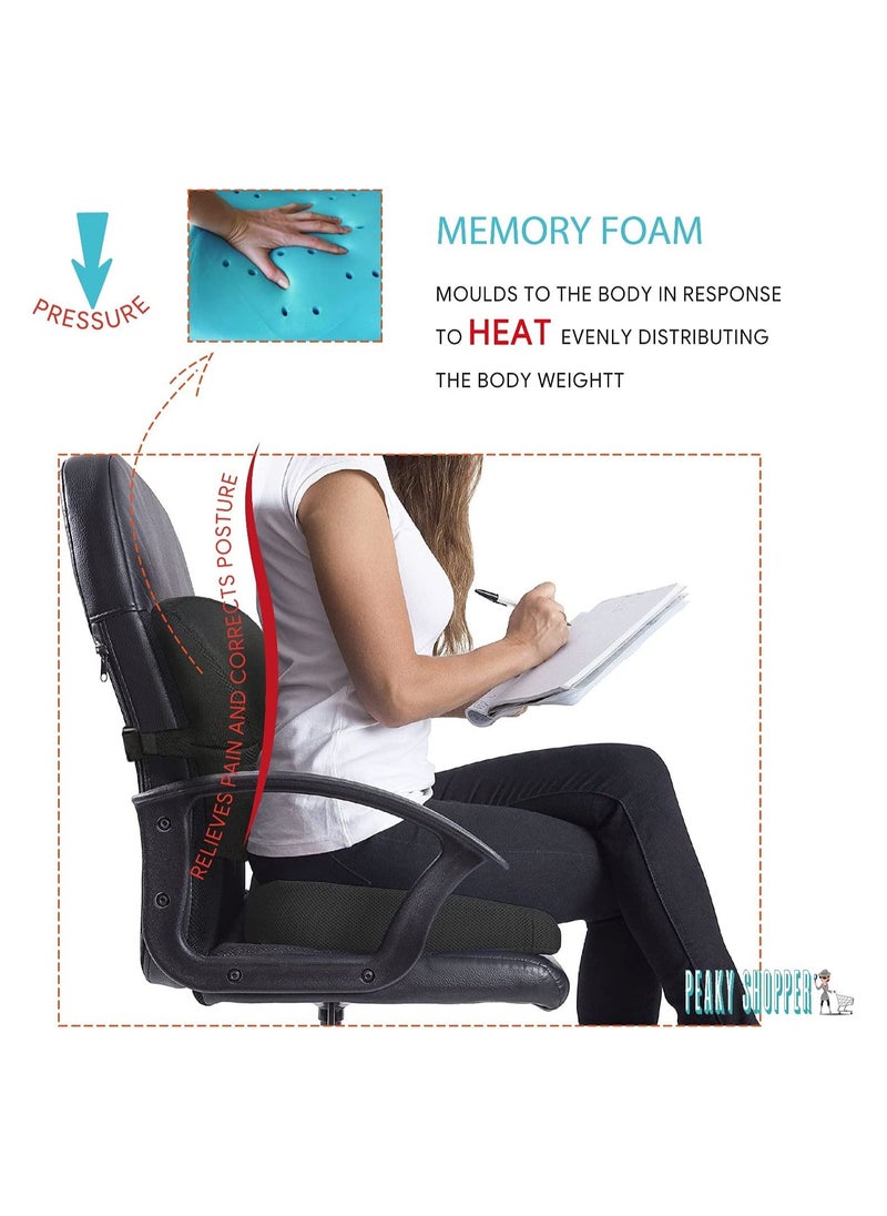 Eworld - Non Slip Orthopedic Memory Foam Coccyx Cushion and Back Seat for Tailbone and Lumber Pain - Image 1