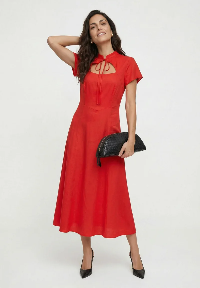 ليلي وليونيل Primrose Midi Dress In Red