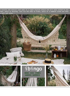 MIXDE Large Boho Macrame Hammock,Double Hammock Swing Net with Carry Bag Portable Fabric Hammock for Beach, Yard, Bedroom, Patio, Porch, Indoor, Outdoor,Wedding Decor  - Image 4