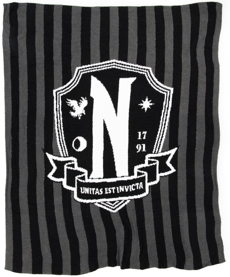 Jay Franco Plush Throw Blanket - Soft & Fuzzy 50x60 Inch Throw for Couch or Bed - Cozy Home D?cor for Living Room & Bedroom  Black - Wednesday - Image 1