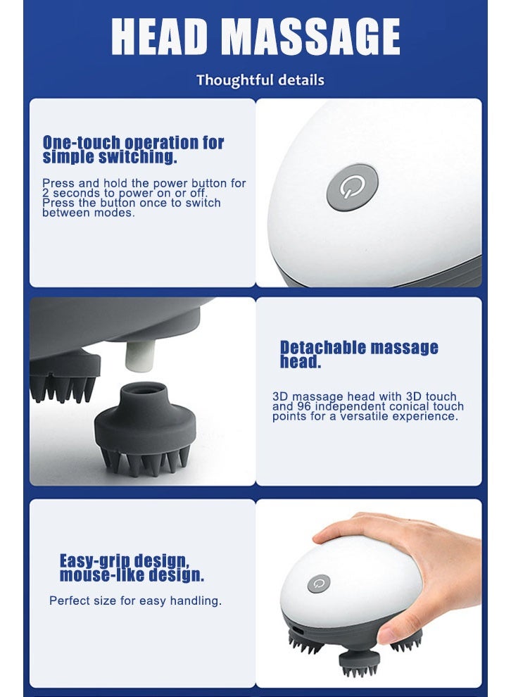 Super ZYouth Electric Scalp Massager Rechargeable Portable Head Massager With 96 Kneading Nodes Multifunctional Head Scratcher for Deep Cleansing Relief Hair Growth Stress Relax - Image 4