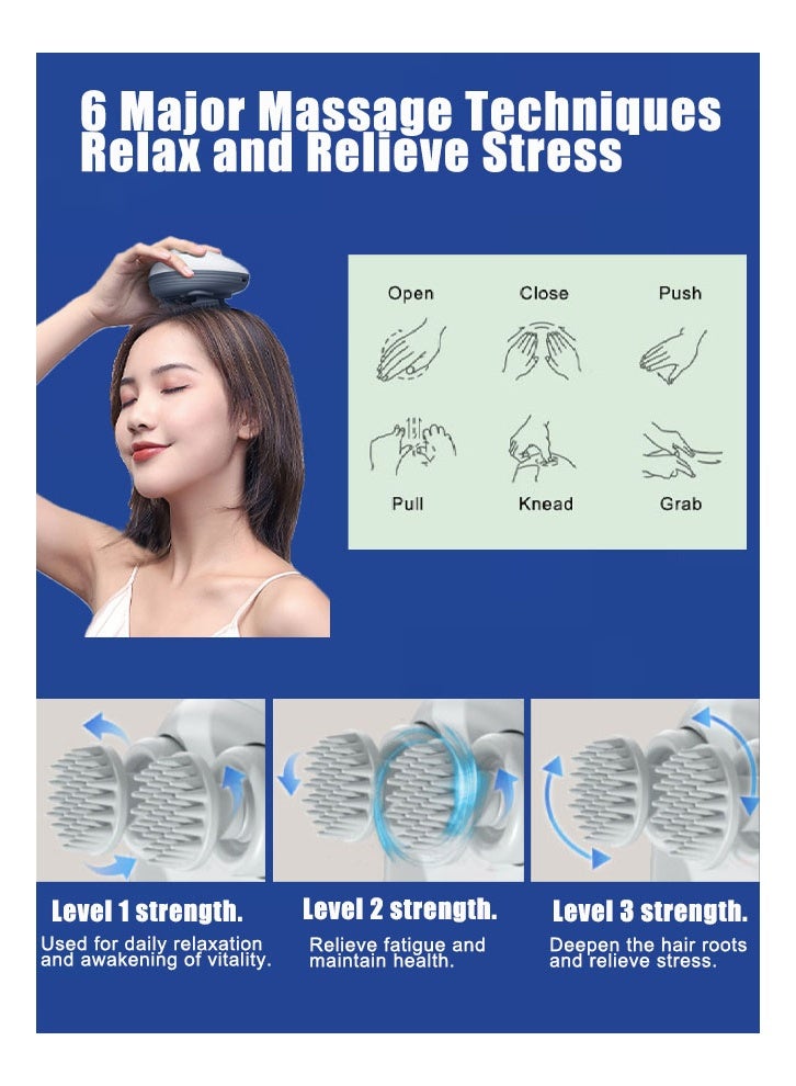 Super ZYouth Electric Scalp Massager Rechargeable Portable Head Massager With 96 Kneading Nodes Multifunctional Head Scratcher for Deep Cleansing Relief Hair Growth Stress Relax - Image 2