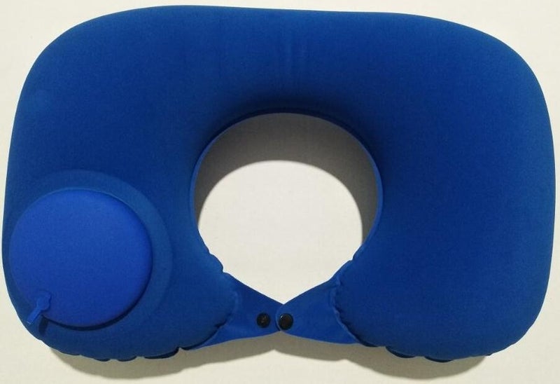 Generic Press inflatable U-shaped pillow neck pillow travel artifact neck folding portable flocking blowing travel pillow U-shaped pillow  - Image 5