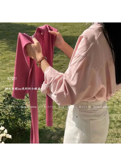 10% Wool Lightweight Spring Shawl Raspberry Powder