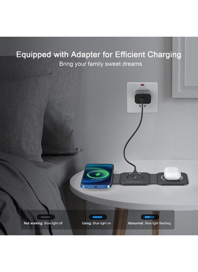 Ucomx - 𝟮𝟬𝟮𝟯 𝗡𝗘𝗪 UCOMX 15W Nano Pro Magnetic 3 in 1 Wireless Charging Station,Blitz Speed Foldable Wireless Charger Multple Device,Compatible for iPhone 14/13/12/Pro/Max,AirPods,iWatch(with Adapter) - Image 1