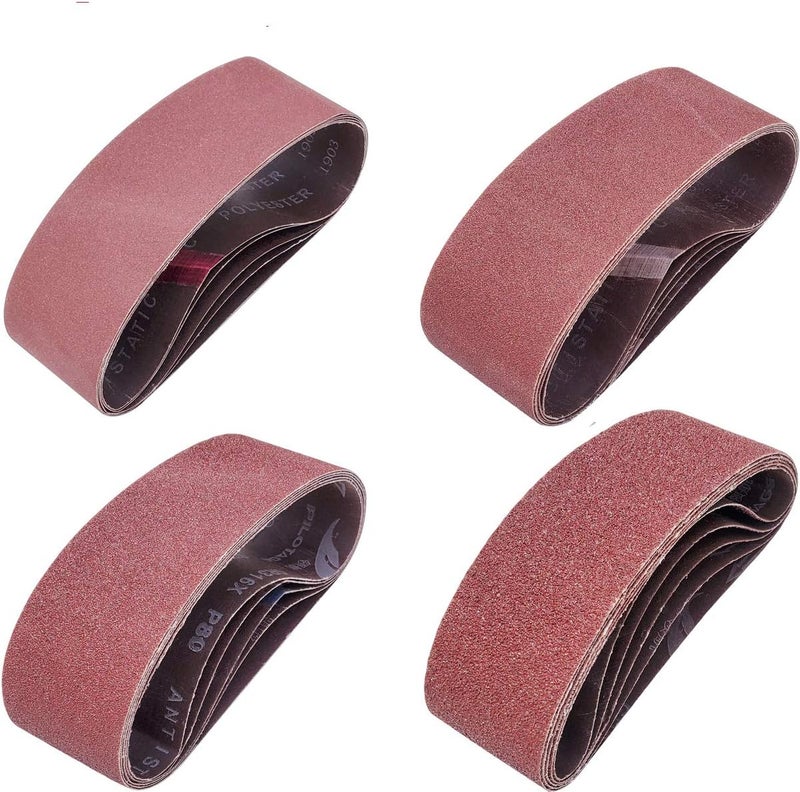 SACKORANGE 20 PCS 3 inch x 24 inch Abrasive Sanding Belts - 5 Each of 40 80 120 240 Grit Aluminum Oxide Sanding Belts For Belt sander (3 x 24 inch) - Image 1