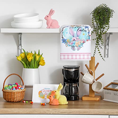 Kajaia 4 Pcs Easter Kitchen Towels Set Bunny Gnome Spring Floral Egg Printed Hand Dish Tea Towels Farmhouse Dishcloths with Blessings Versatile Kitchen Bathroom Decor or Housewarming Gift for Home - Image 3