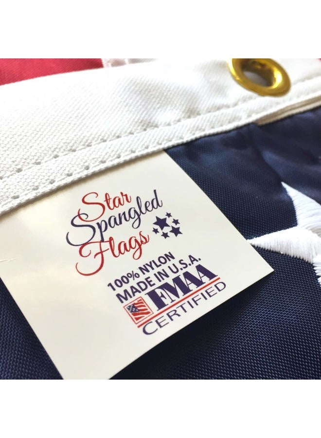 Star Spangled Flags American Flag 4x6-100% Made In USA using Tough, Long Lasting Nylon Built for Outdoor Use, Sun Protected and Featuring Embroidered Stars and Sewn Stripes plus Superior Quadruple Stitching on Fly End - Image 1