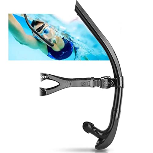 Focevi Swim Snorkel for Lap Swimming,Adult Swimmers Snorkeling Gear for Swimming Snorkel Training in Pool and Open Water,Snorkle Center Mount Silicone Mouthpiece One-Way Purge Valve - Image 1