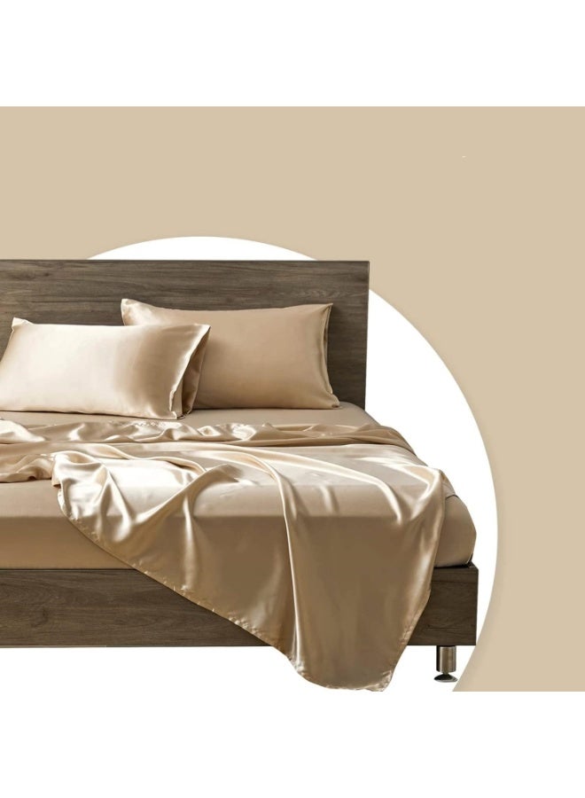 VIUAUAX Satin Pillowcase for Hair and Skin, 2 Pack Satin Pillow Case Cover 51 * 75cm Soft Silky Satin Bed Pillowcase Cover Queen Silk Pillowcase with Envelope Closure (Khaki) - Image 3