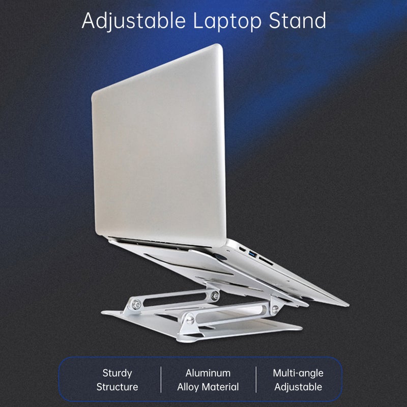 Adjustable Laptop Stand Portable Folding Aluminum Alloy Non-slip Height and Angle Adjusted Support 10''-15.6'' Laptop Tablet Bracket Riser Holder Computer Stand Black - Image 3