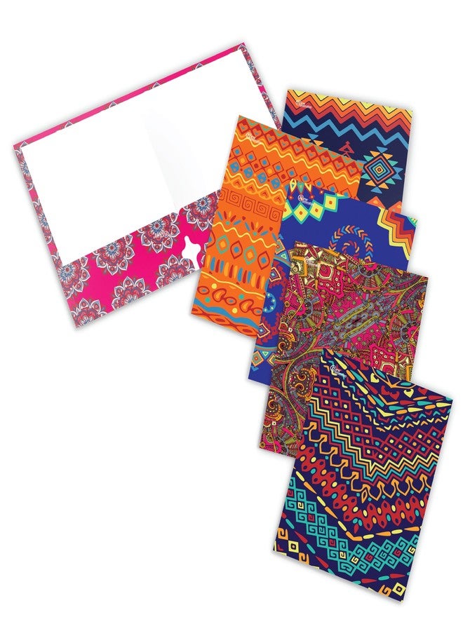 NEW GENERATION - Ethnic - School Supplies 2-Pocket Folder Value Pack with Assorted Fashion Eye-Catching Designs - Durable Laminated Letter Size - 6 Pack Folders for School, Home, and Office - Image 3