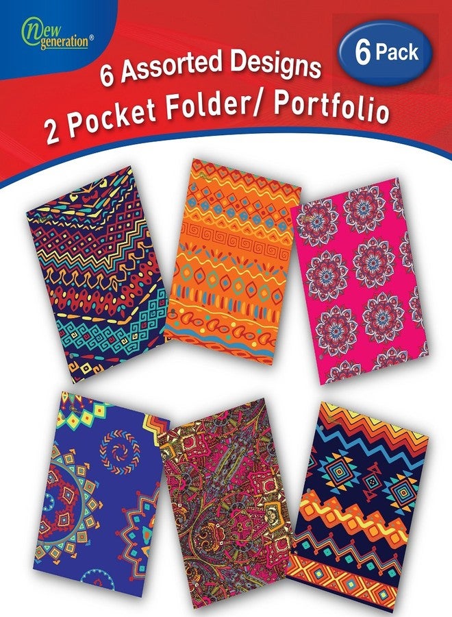 NEW GENERATION - Ethnic - School Supplies 2-Pocket Folder Value Pack with Assorted Fashion Eye-Catching Designs - Durable Laminated Letter Size - 6 Pack Folders for School, Home, and Office - Image 2