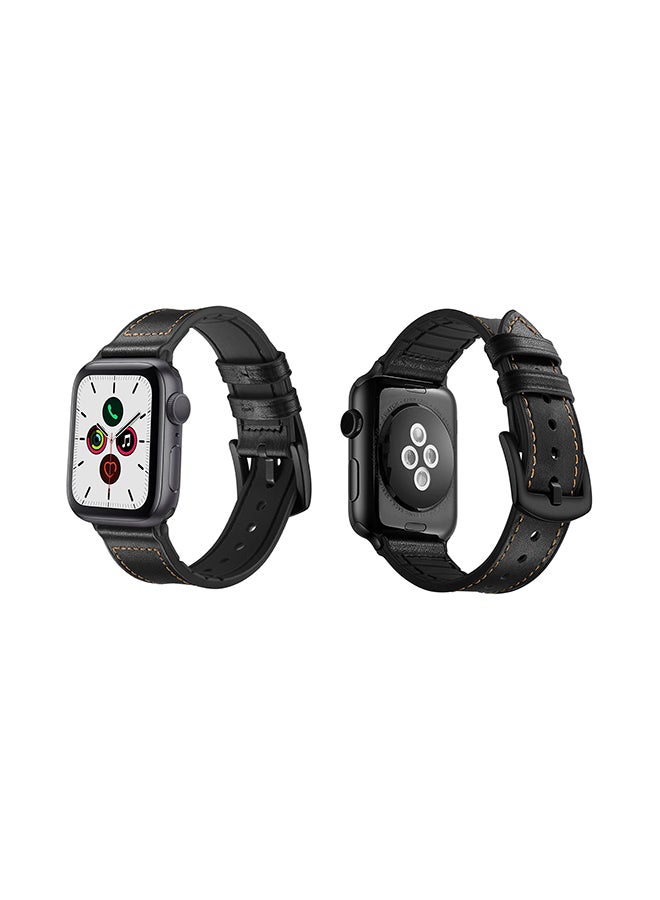 Perfii Hybrid Replacement Band For Apple Watch Series 5/4/3/2/1 44/42mm Black - Image 2