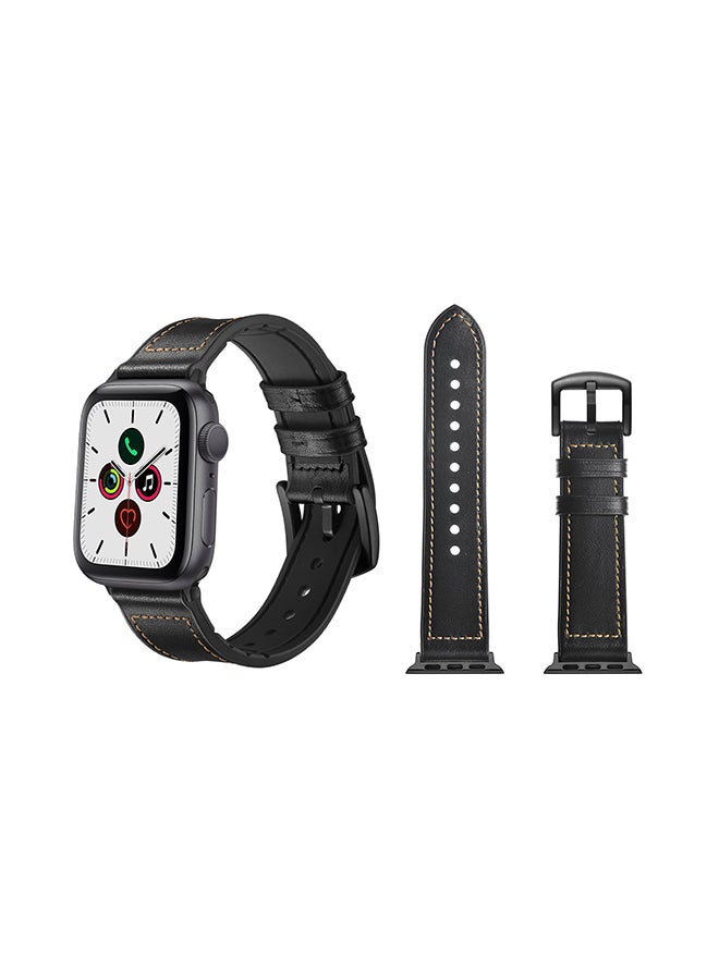 Perfii Hybrid Replacement Band For Apple Watch Series 5/4/3/2/1 44/42mm Black - Image 1