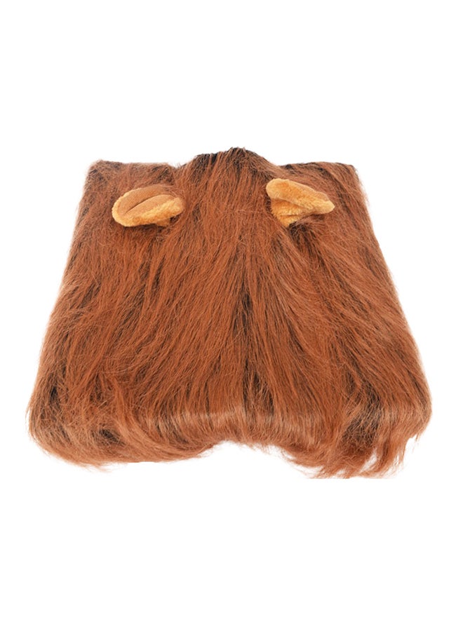 Adjustable Lion Mane Cosplay Pet Costume With Ear Dark Brown 37centimeter