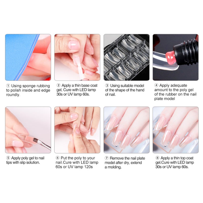 Manicure Set: 1 Set Transparent Nail Molds - Quick-dry Glue Crystal Colors UV Nail Lamp for Professional And Home Manicure - Image 3