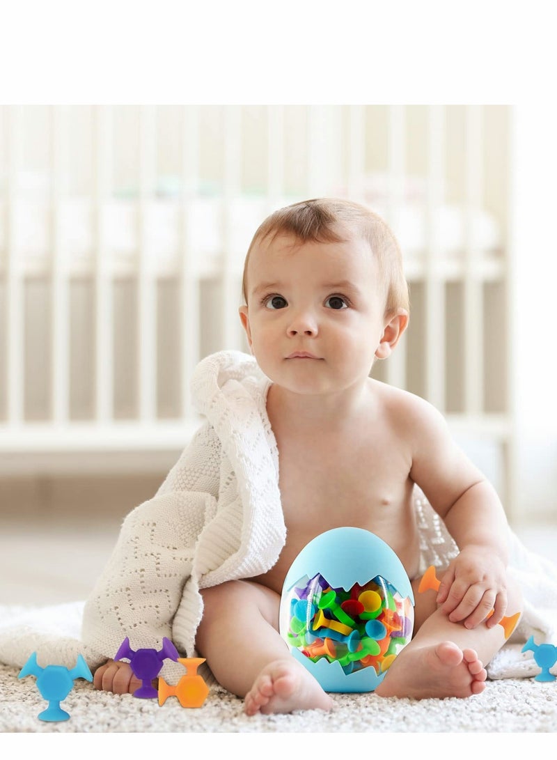 مجموعة ألعاب مص suction من السيليكون مكونة من ٤٨ قطعة مع منظم تخزين شكل بيضة الديناصور لوقت الاستحمام الممتع - Image 2