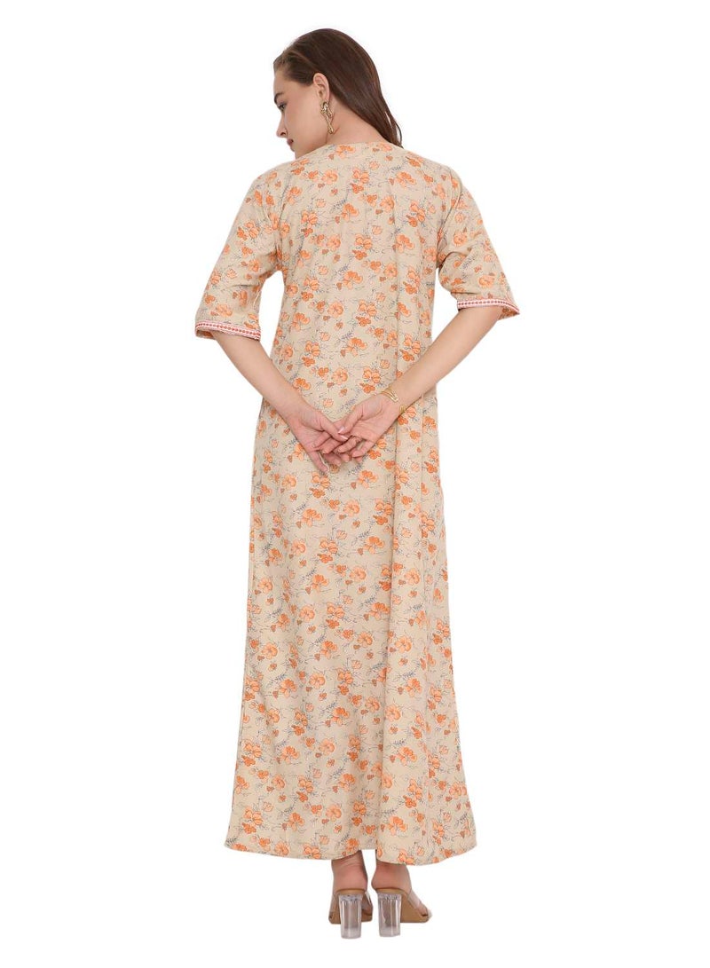 HANA & SARA SHORT SLEEVE UNIQUE PRINTED LONG ARABIC FARASHA KAFTAN JALABIYA DRESSES  - Image 2